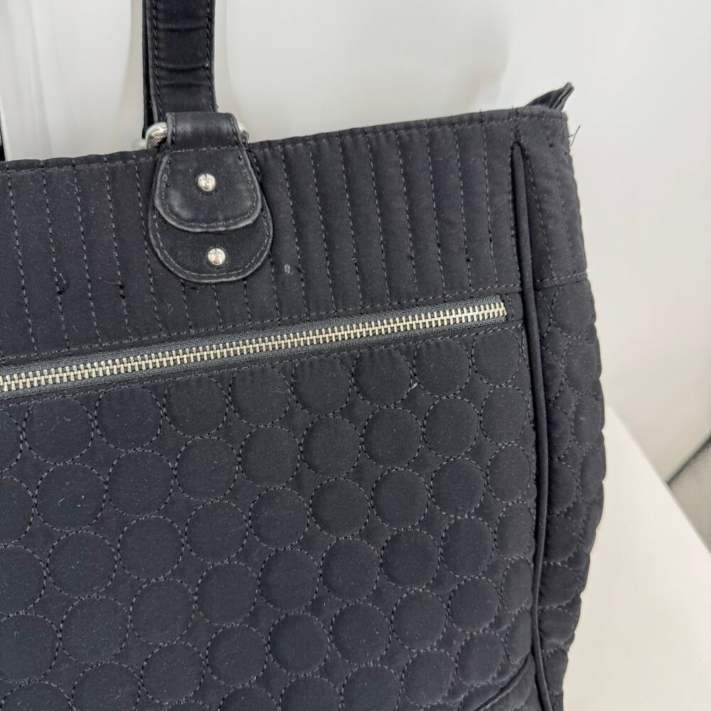 Vera Bradley Large Black Laptop Bag Briefcase Quilted Zip Travel Business Work - Picture 5 of 12